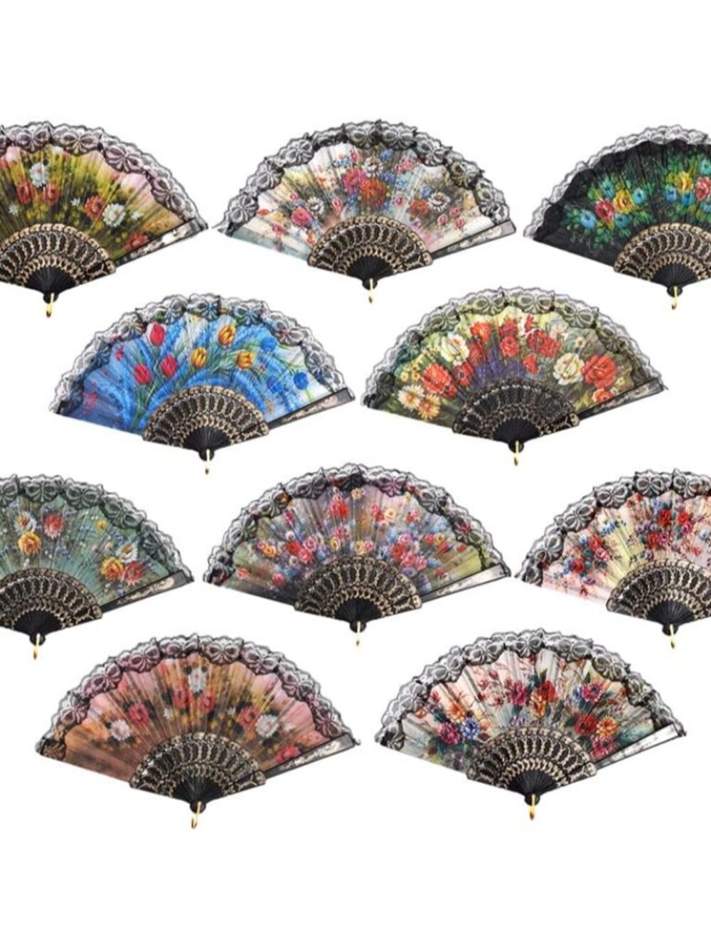 1 Dozen 12 Pieces Folding Hand Fans Church Wedding Gift, Party Favors, DIY Decor